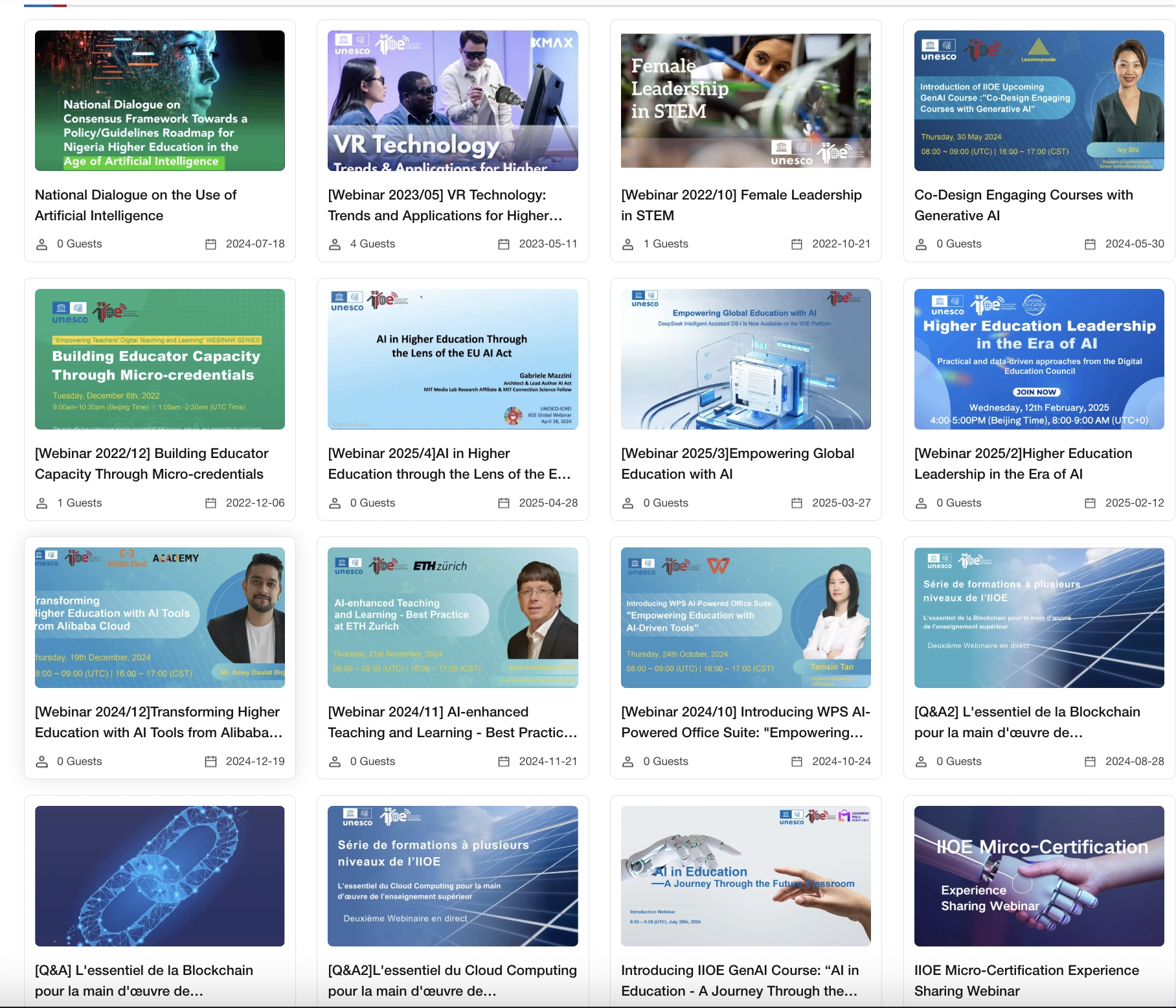 Seminarios web de IIOE